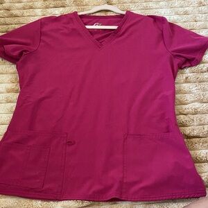 Women's V-Neck Short Sleeve Top - Fuchsia